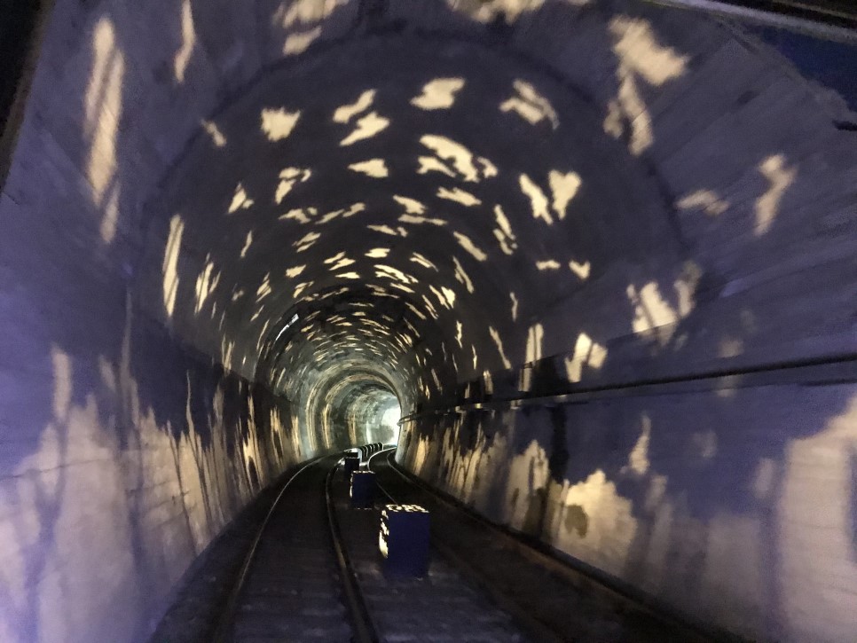 철로 자전거 진남역 레일바이크 터널